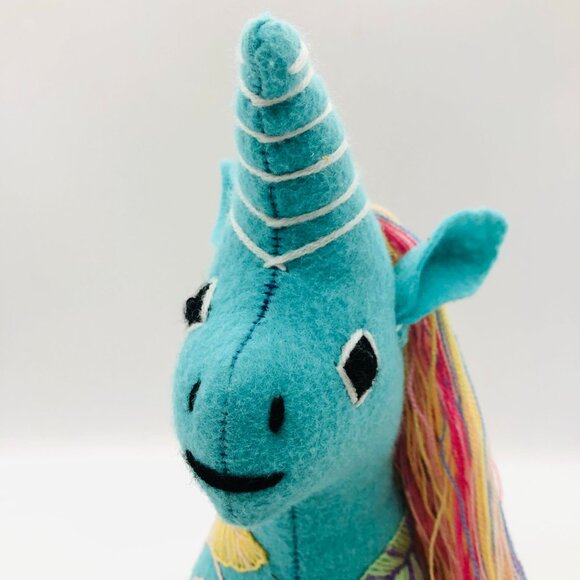 Mexican Folk Art Plush Unicorn Stuffed Animal Hand Embroidered Floral Colorful - Picture 6 of 12